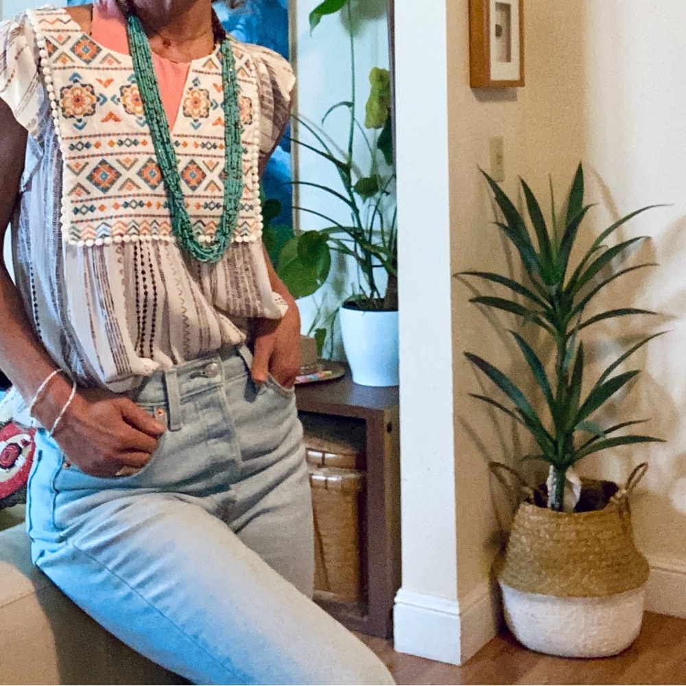 Savanna Jane Aztec Embroidered top